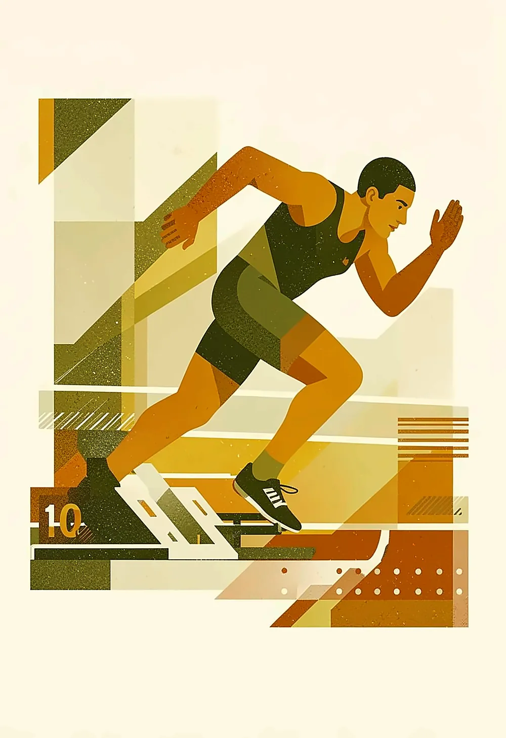Illustration of a sprinter launching from the starting blocks, representing hiring speed